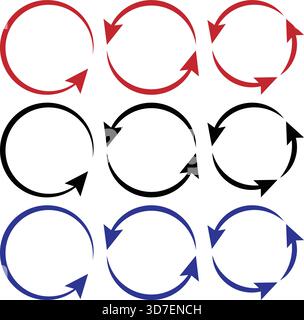 Loop freccia circolare impostato per i concetti di rotazione, ciclo e processo Illustrazione Vettoriale