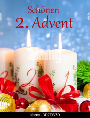 Saluti per la seconda domenica di Avvento con testo schönen 2. AVVENTO nel rapporto di aspetto consigliato di 4:5 per Instagram Foto Stock