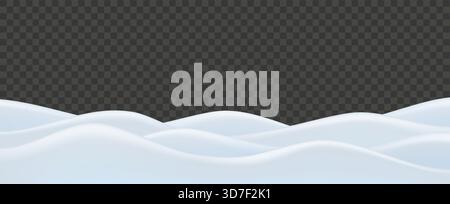 Neve 3d e terreno innevato con sfondo vettoriale bianco per decorazioni natalizie o invernali. Paesaggio innevato montagna isolata e mucchio per Illustrazione Vettoriale