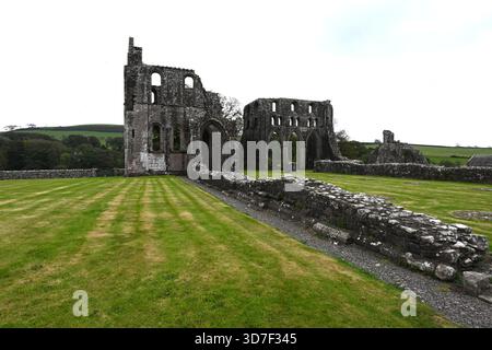 Resti rovinati dell'abbazia di Dundrennan del XII secolo o monastero cistercense, Scozia Regno Unito settembre Foto Stock