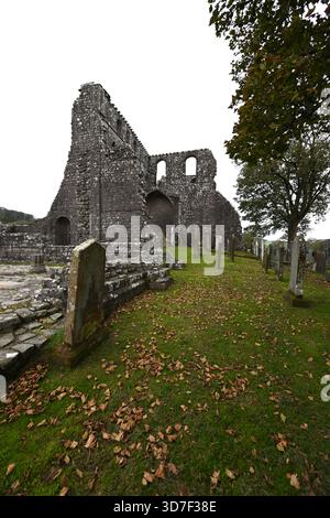 Resti rovinati dell'abbazia di Dundrennan del XII secolo o monastero cistercense, Scozia Regno Unito settembre Foto Stock