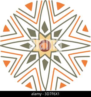 Una stella con un centro giallo e linee arancioni e marroni Illustrazione Vettoriale