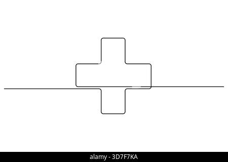 Simbolo della croce sanitaria in un design moderno a linea singola e continuo Illustrazione Vettoriale