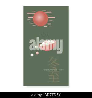 Solstizio d'inverno storia instagram con tangyuan Illustrazione Vettoriale