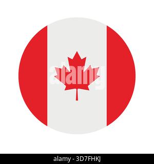 Vector flat round Canada flag Illustrazione Vettoriale