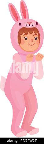 Un coniglietto carino. Costume animale animato ragazzo isolato su sfondo bianco Illustrazione Vettoriale