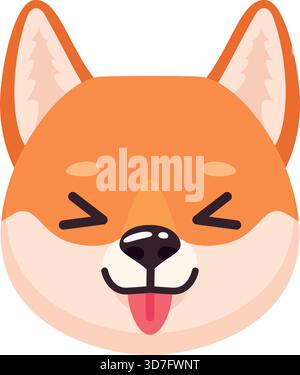 Tira fuori l'emoji. Simpatico comico cane emozione isolata su sfondo bianco Illustrazione Vettoriale