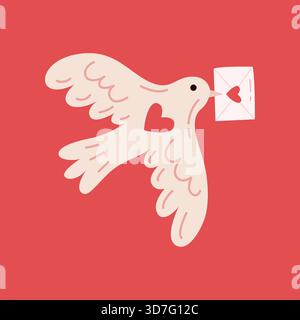 Illustrazione di San Valentino con lettera d'amore carina dove Illustrazione Vettoriale