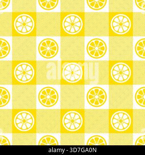 Limoni senza cuciture. Sfondo giallo di limoni. Agrumi ripetuti. Consistenza arancione a ripetizione. Taglia limone per stampe progettuali. Astratto carino Illustrazione Vettoriale