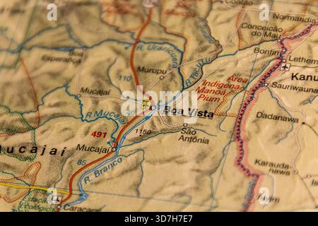 Boa Vista, Brasile su una mappa stradale Foto Stock