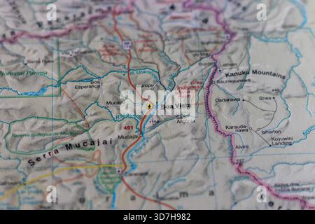 Boa Vista, Brasile, su una cartina stradale Foto Stock