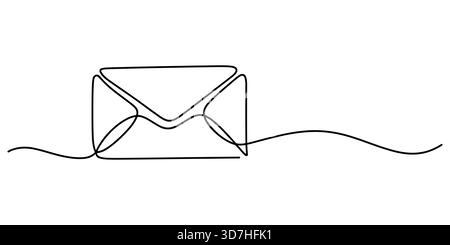 Immagine continua dell'icona di una busta per la comunicazione tramite posta Illustrazione Vettoriale