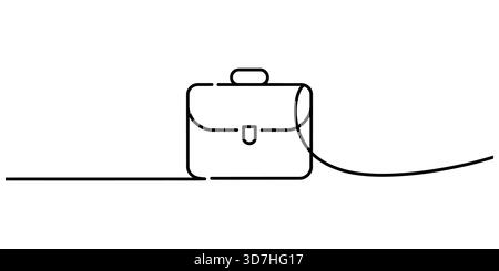 Disegno continuo di un'icona minimalista della valigetta aziendale Illustrazione Vettoriale