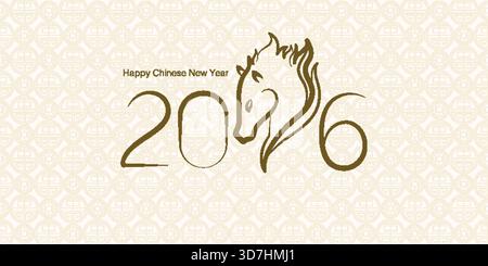 Felice anno nuovo cinese, anno del cavallo! Nuovo modello per banner Lunar. Illustrazione Vettoriale