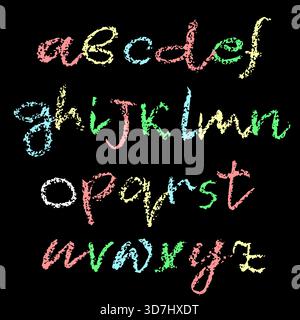 Vero carattere testurizzato Grunge Chalk colorato disegnato a mano Illustrazione Vettoriale