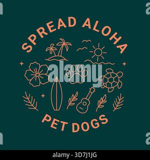 Distintivo artistico minimalista Hawaiian Line Illustrazione Vettoriale