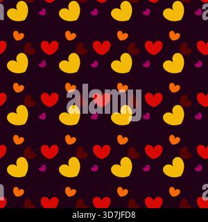 Motivo senza cuciture con simpatici disegni vettoriali cuori. Serie di illustrazioni vettoriali a forma di cuore. Festa della mamma, biglietto d'auguri, carta da parati o confezione regalo Illustrazione Vettoriale