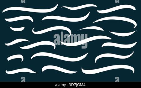 Illustrazione vettoriale delle linee di traino della mano. Tipografia sottolineata tratto, scarabocchi, curve. I tratti delle penne colpiscono. Audaci forme a mano libera. Illustrazione Vettoriale
