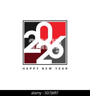 Felice anno nuovo 2026 design. Banner di Capodanno o design della scheda Illustrazione Vettoriale