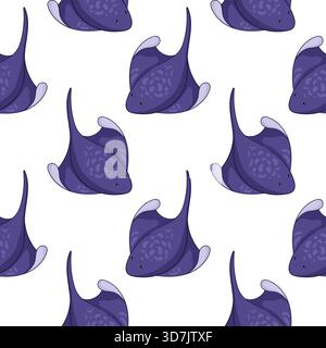Fantasia perfetta di pesci pastinaci in stile cartoni animati. Per tessuti sottomarini, carta da parati e pacchetto estivo. Illustrazione Vettoriale