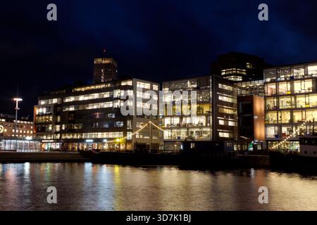 Panorama di Malmo di notte. Malmo, Scania in Svezia. Foto Stock