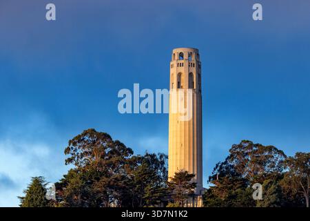Coit Tower (Coit Memorial Tower) su Telegraph Hill - San Francisco, California, USA Foto Stock