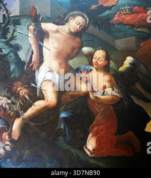 Cherasco, Italia - 10-20-2025: Pittura (XIX secolo) di San Girolamo. Santo della Chiesa cattolica romana. Foto Stock