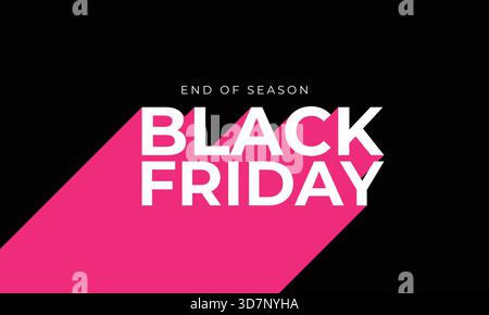 Fine stagione. Promozione Black Friday. Testo tipografico simbolo minimo per la promozione Black Friday con offerta scontata. Modello di design per la vendita del Black Friday Illustrazione Vettoriale