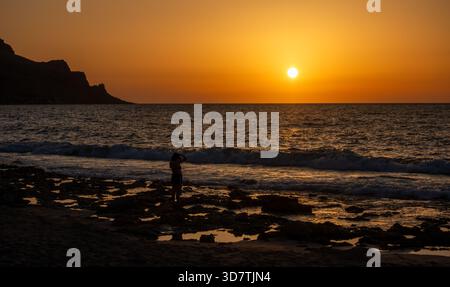 Tramonto a San Vito lo Capo, Sicilia, Sud, Italia Foto Stock