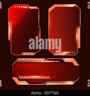 Cornici fantascientifiche con tecnologia rossa brillante Illustrazione Vettoriale