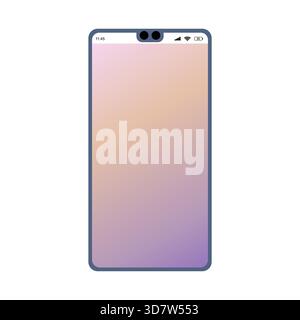 Schermata principale vuota dello smartphone. Modello vettoriale della schermata iniziale con spazio di copia. Illustrazione Vettoriale