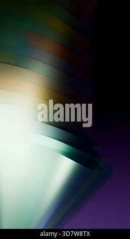 Schema a spirale multicolore sfocato astratto su sfondo scuro. Illustrazione, rendering Foto Stock