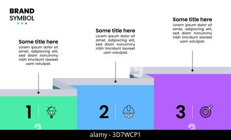 Modello infografico con icone e 3 opzioni o passaggi. Può essere utilizzato per il layout del flusso di lavoro, il diagramma, il banner, il webdesign. Illustrazione vettoriale Illustrazione Vettoriale