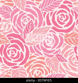 Motivo rosa astratto senza cuciture. Illustrazione vettoriale sfondo piatto. Illustrazione Vettoriale
