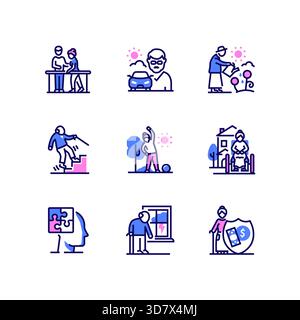 Persone anziane - Set di icone in stile moderno Illustrazione Vettoriale