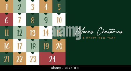 colorato calendario dell'avvento 24 regali di natale illustrazione vettoriale Illustrazione Vettoriale