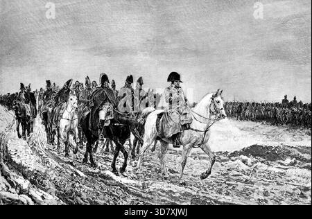 "Campagne de France", o "1814", di Meissonier, recentemente venduto per £34,000, 1890. Incisione da una fotografia di Lecadre. Pittura del "ciclo napoleonico", [che] '...ha appena cambiato proprietario, ad un favoloso price...in 1864, la somma pagata da M. Delahante - 70.000 franchi (£2800) - è stata considerata enorme...da allora l'opera è stata incisa e riprodotta così frequentemente, che l'acquirente lungimirante deve da tempo recuperare se stesso il suo originale esborso. La rivendita, quindi, del quadro a M. Chauchard per un importo di 850.000 franchi Foto Stock