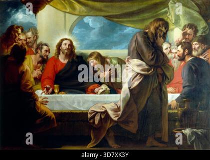 L'ultima cena, 1786. In questa immagine dell'ultima cena, Giuda incombe in primo piano, un riferimento a Giovanni 13:30: "Appena Giuda prese il pane, uscì. Ed era notte. Foto Stock