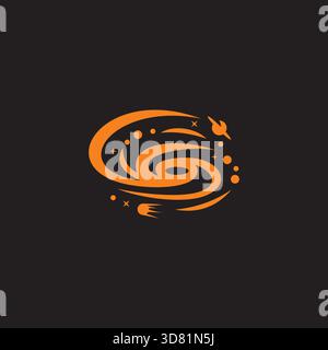 il sistema galaxy ruota il vettore astratto del simbolo del pianeta stellare semplice Illustrazione Vettoriale