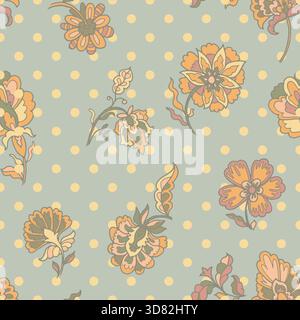 Delicato motivo a puntini floreali Illustrazione Vettoriale