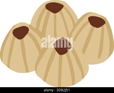 Un gruppo di coni vulcanici arrotondati beige con cime più scure disposte a stretto contatto. Illustrazione Vettoriale