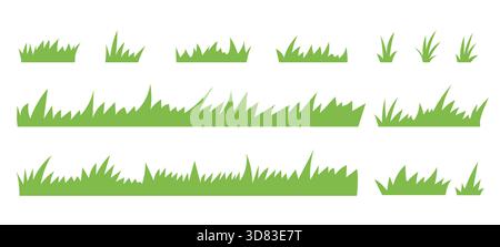 Set di sagoma verde piatta isolata su sfondo bianco. Illustrazione vettoriale. Illustrazione Vettoriale