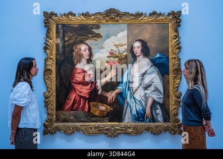 Londra, Regno Unito. 28 novembre 2025. The Cheeke Sisters (doppio ritratto di Essex, Contessa di Manchester e Anne, Contessa di Warwick e Clanricarde) di Sir Anthony van Dyck, stima 400.000 - 600.000 GBP - punti salienti dalla sua seconda vendita di Old Masters più preziosa in 13 stagioni a Sothebys, Londra. Includono anche dipinti del XIX secolo. La vendita ha luogo il 3 dicembre. Crediti: Guy Bell/Alamy Live News Foto Stock