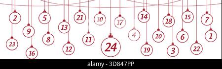 colorato calendario dell'avvento 24 regali di natale illustrazione vettoriale Illustrazione Vettoriale