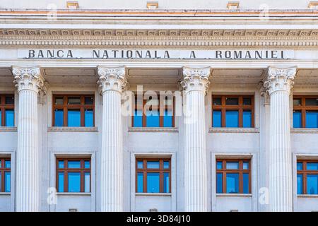 Romania, Bucarest, città vecchia, distretto di Lipscani, Banca Nazionale di Romania o BNR fondata nel 1880 Foto Stock