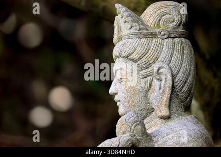 Statua del Buddha di Guanyni o Kannon, buddha compassione e misericordia al Tempio Saigandenji nel piccolo villaggio di Aso Kumamoto perfezionamento in Giappone Foto Stock