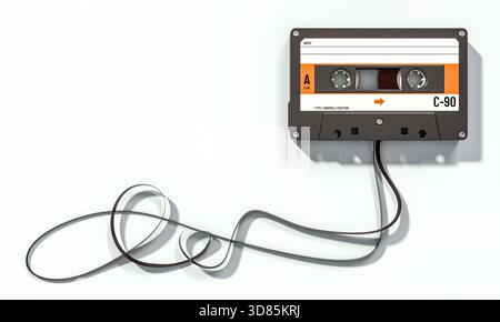 Nastro magnetico 3d per audiocassette retrò Foto Stock