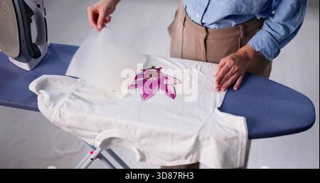 T-shirt personalizzata stampa a caldo firmata per donna Home Business. Foto Stock
