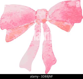 Si tratta di una splendida illustrazione ad acquerello che mostra un delicato fiocco rosa, ideale per qualsiasi progetto creativo Illustrazione Vettoriale