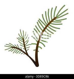 Illustrazioni Evergreen. Piante invernali dipinte a mano. Ramo in abete rosso per la progettazione, la stampa, lo sfondo o il biglietto d'auguri. Illustrazione Vettoriale